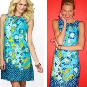 Lilly Pulitzer Stephanie Koi Fish Bright Aqua Blue Sheath Tunic Dress - 2